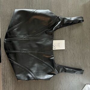 Black PU Corset Top